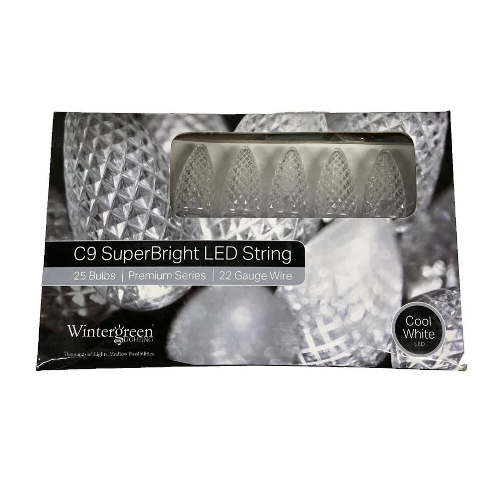 C9 LED String Lights Christmas Indoor Outdoor Home Holiday Decor 25 Bulbs NEW